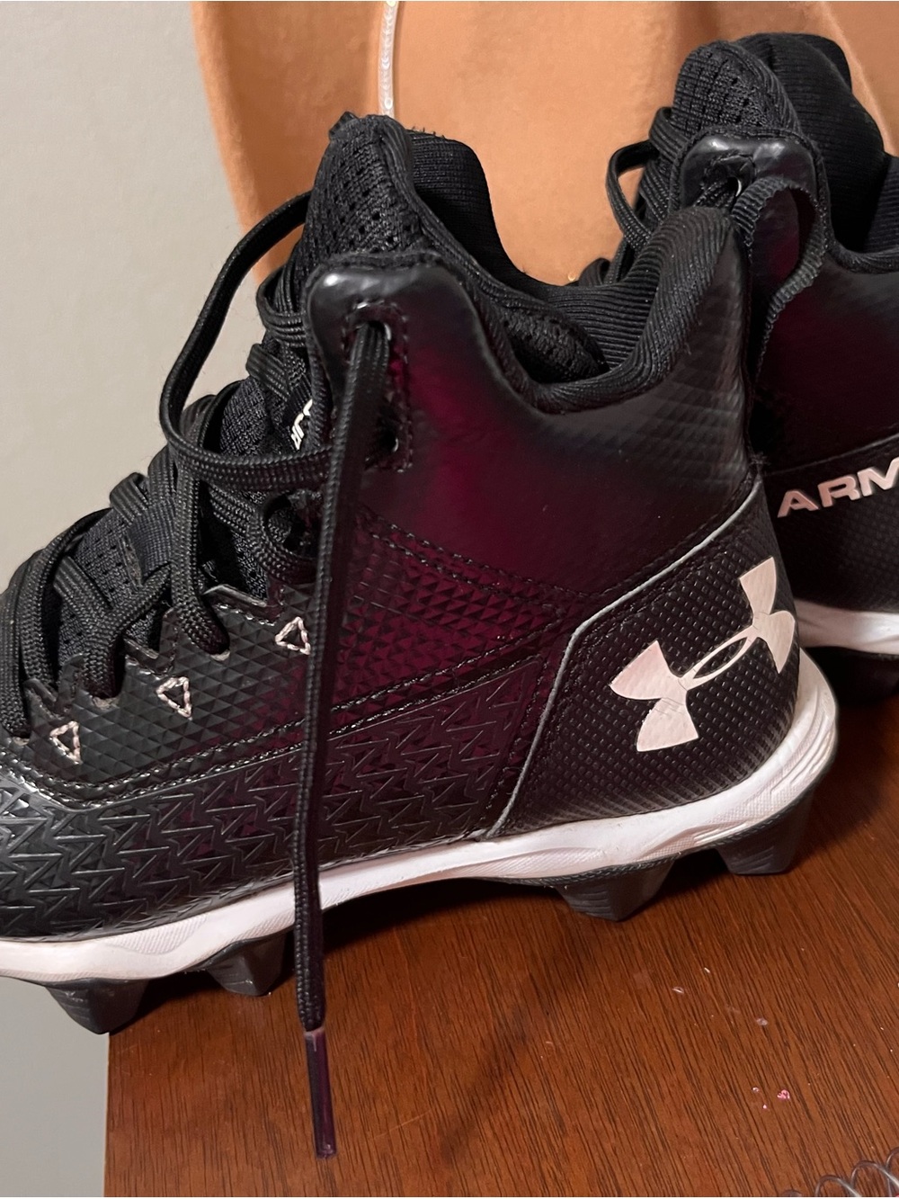 Under Armour Kids Black and White Cleats